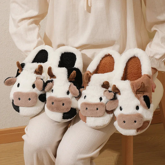 Cute Cow Plush Slippers