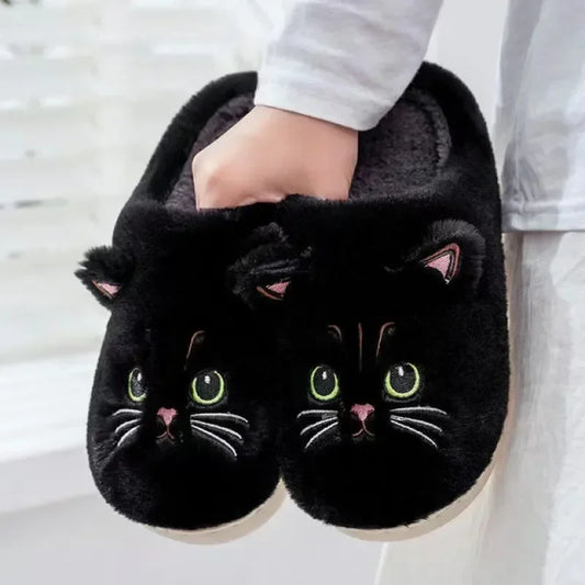 Cute Cat Furry Platform Slippers